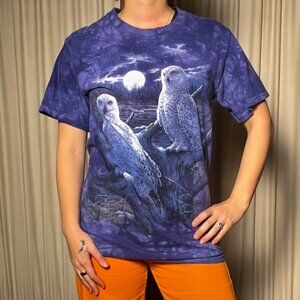 Vintage White Owl Purple Tye Dye Shirt